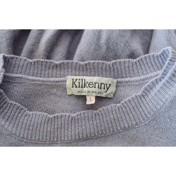 Vtg Kilkenny Lavender periwinkle Purple Wool Sweater Ireland Women's L Pockets - Picture 3 of 5